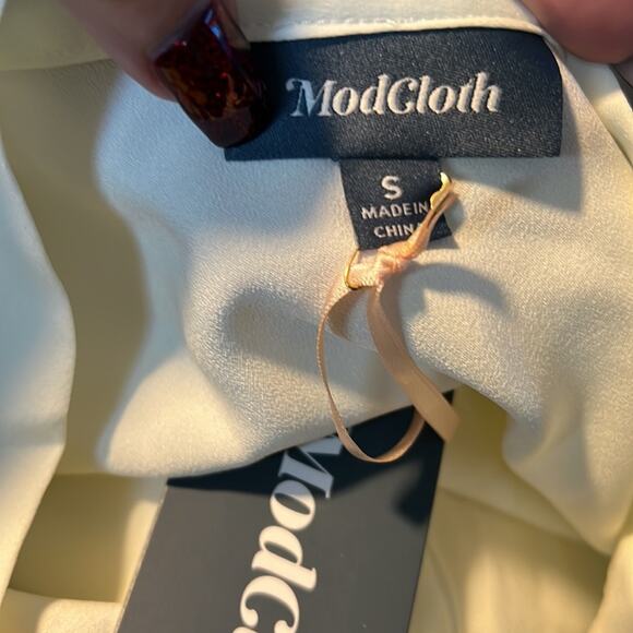 Modcloth Pretty Polished Twofer Jumpsuit Tie 3/4 Sleeve Wide Leg Black Ivory S - Picture 5 of 7